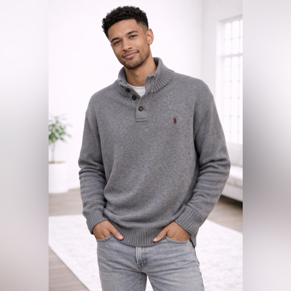 Polo by Ralph Lauren Gray Shawl Collar Sweater – Size XL